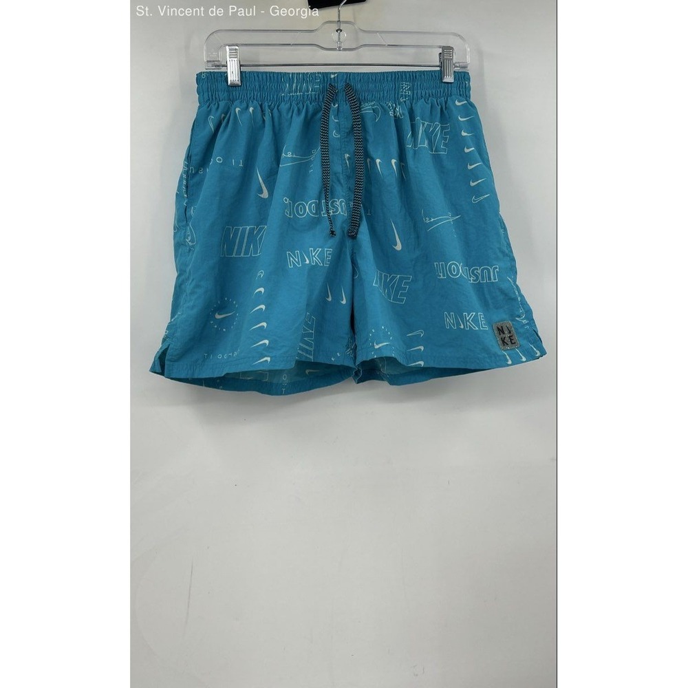 Nike Turquoise Y2K Elastic Waist Drawstring Lined Shorts Men's XL 5"
